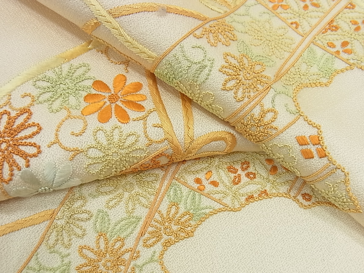 訪問着 中国三大刺繍 総刺繍 相良刺繍 蘇州 正絹 未使用 汕頭 相良