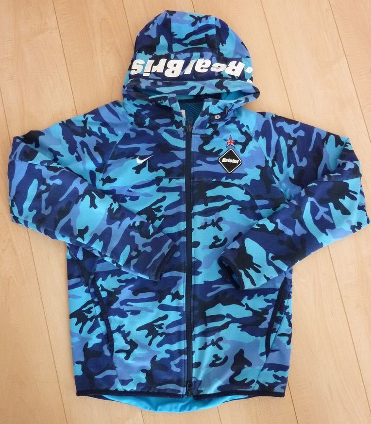 1000円スタート FCRBxNIKE 青迷彩 カモフラパーカー Sサイズ