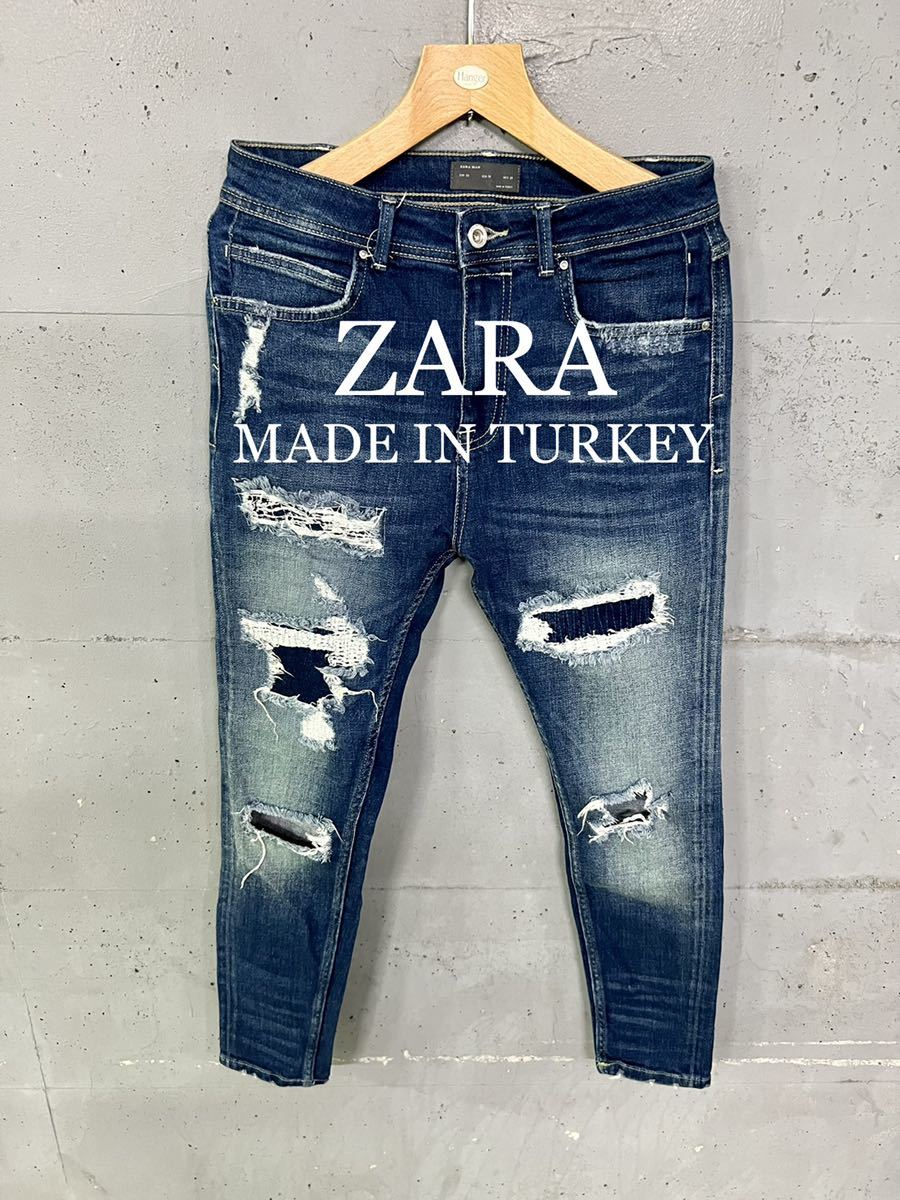ZARA ダメージ加工ストレッチデニム！トルコ製！MEX30 ZARA MAN 