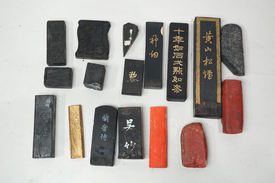 中国墨 中国古玩 書道具 端渓 唐木箱 重量6.96㎏ 大硯 歙州硯 緑屋c