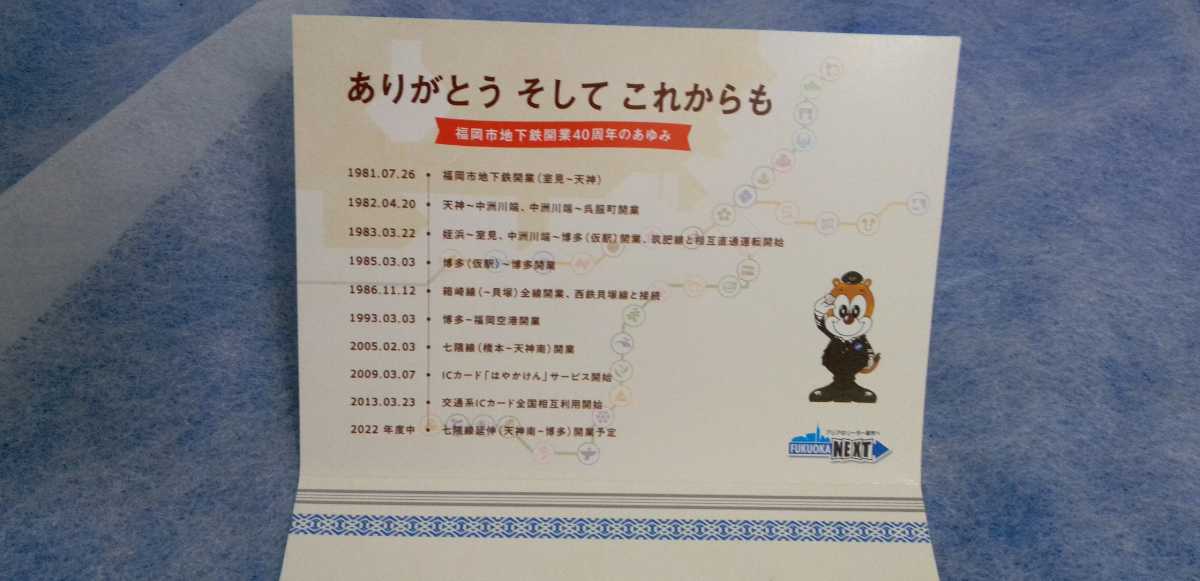 未使用＞＞40周年記念はやかけ【キャラメル色：福岡市地下鉄 交通系IC 