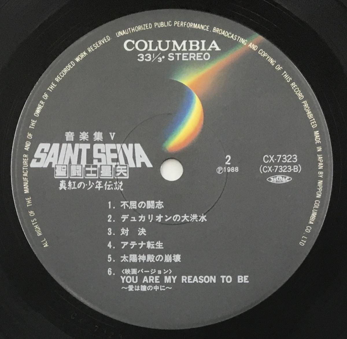 聖闘士星矢 真紅の少年伝説 音楽集V LP CX-7323 Seiya LPレコード