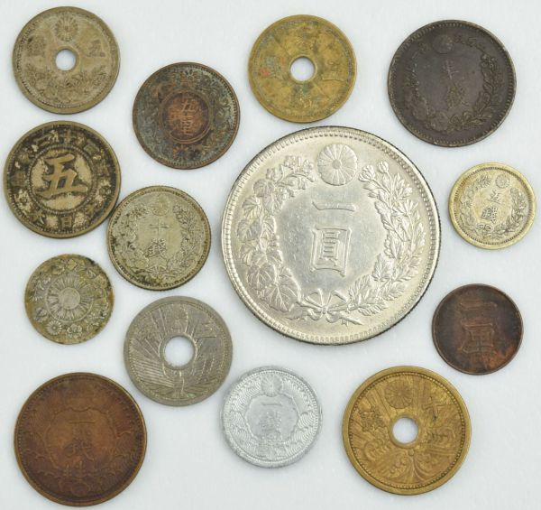 古銭 旧1円銀貨 1円～！古銭まとめ 穴銭 アルミ銭 本物と偽物の見分け