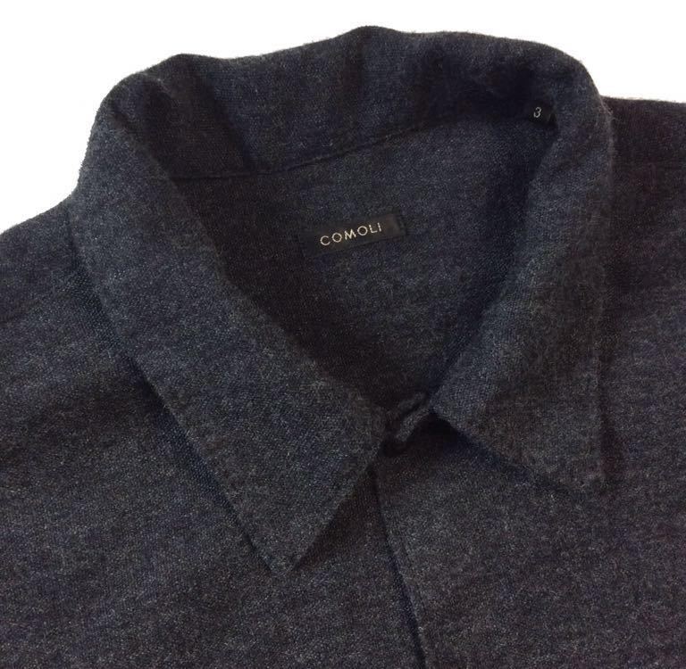 美品 COMOLI コモリ カシミヤ和紙 オープンカラーシャツ