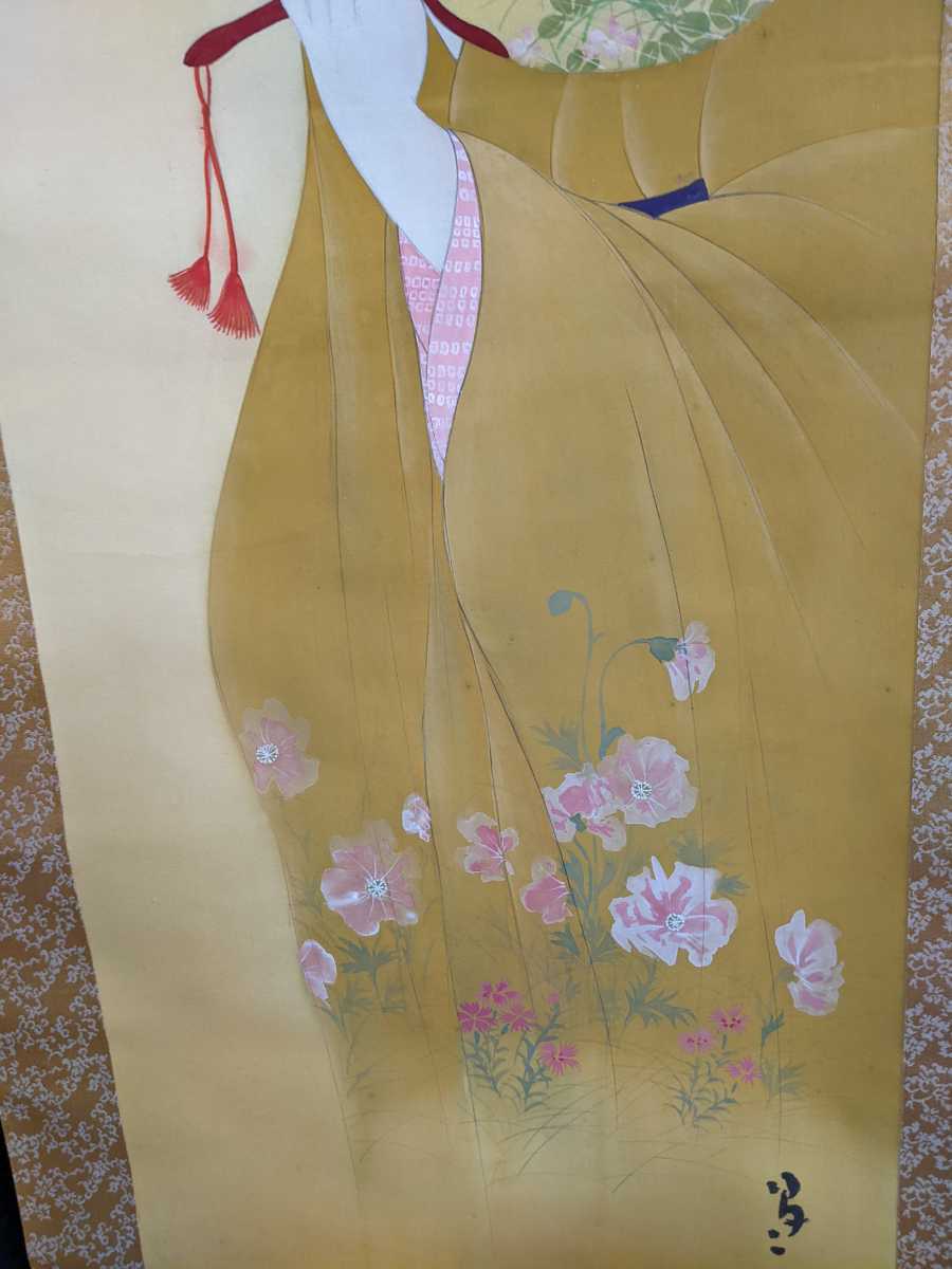 掛け軸竹久夢二肉筆美人画合わせ箱書画、骨董品、美術品