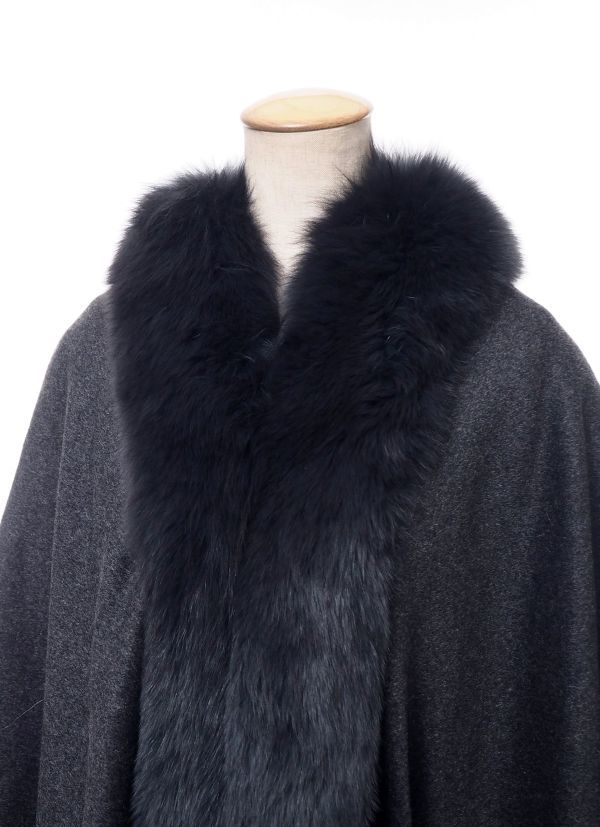 GK4678▽カシミヤ100％×フォックスファー FOX 高級毛皮*PlaPie