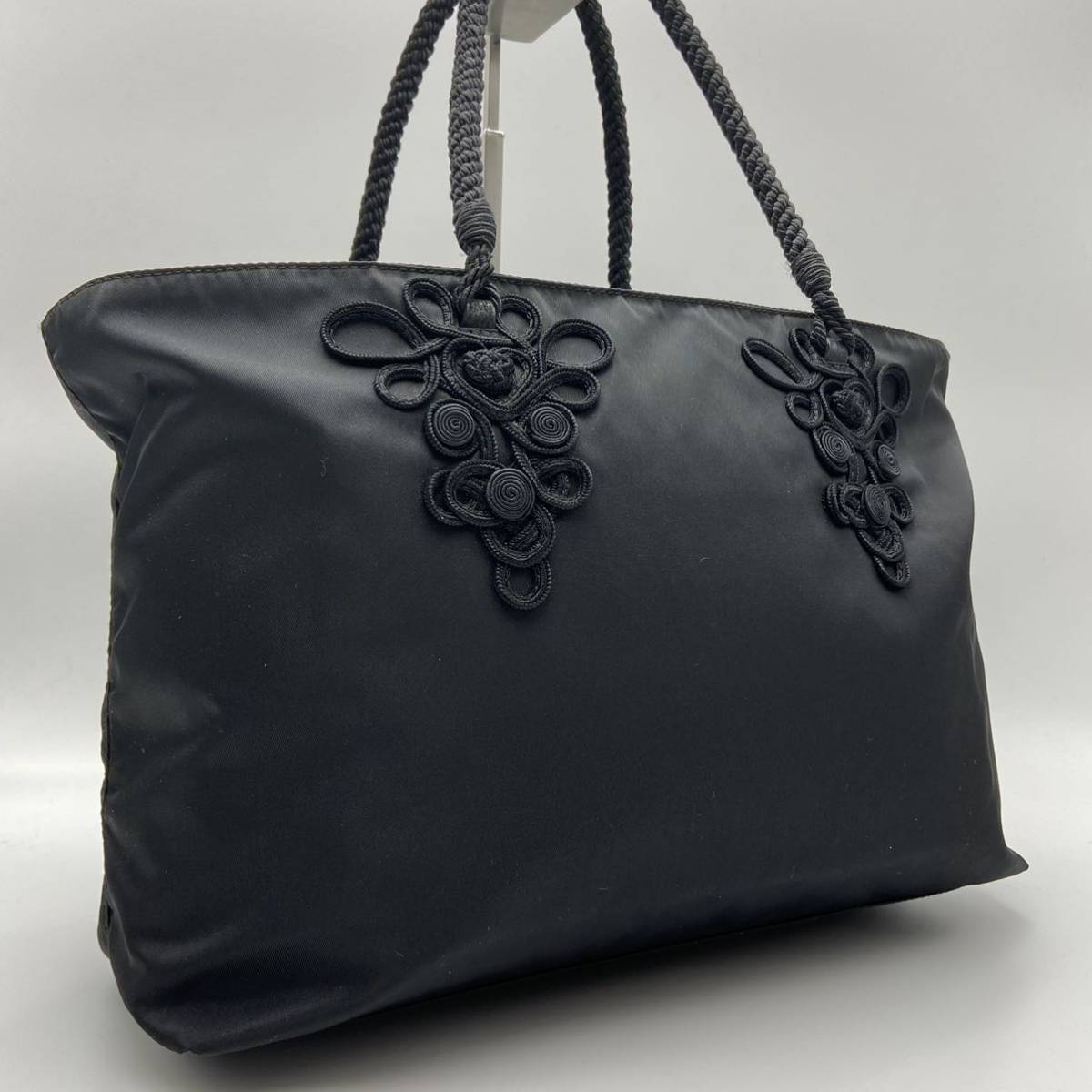 1円《未使用級》プラダ PRADA トートバッグ 刺繍 ブラック 黒 ビジネス  