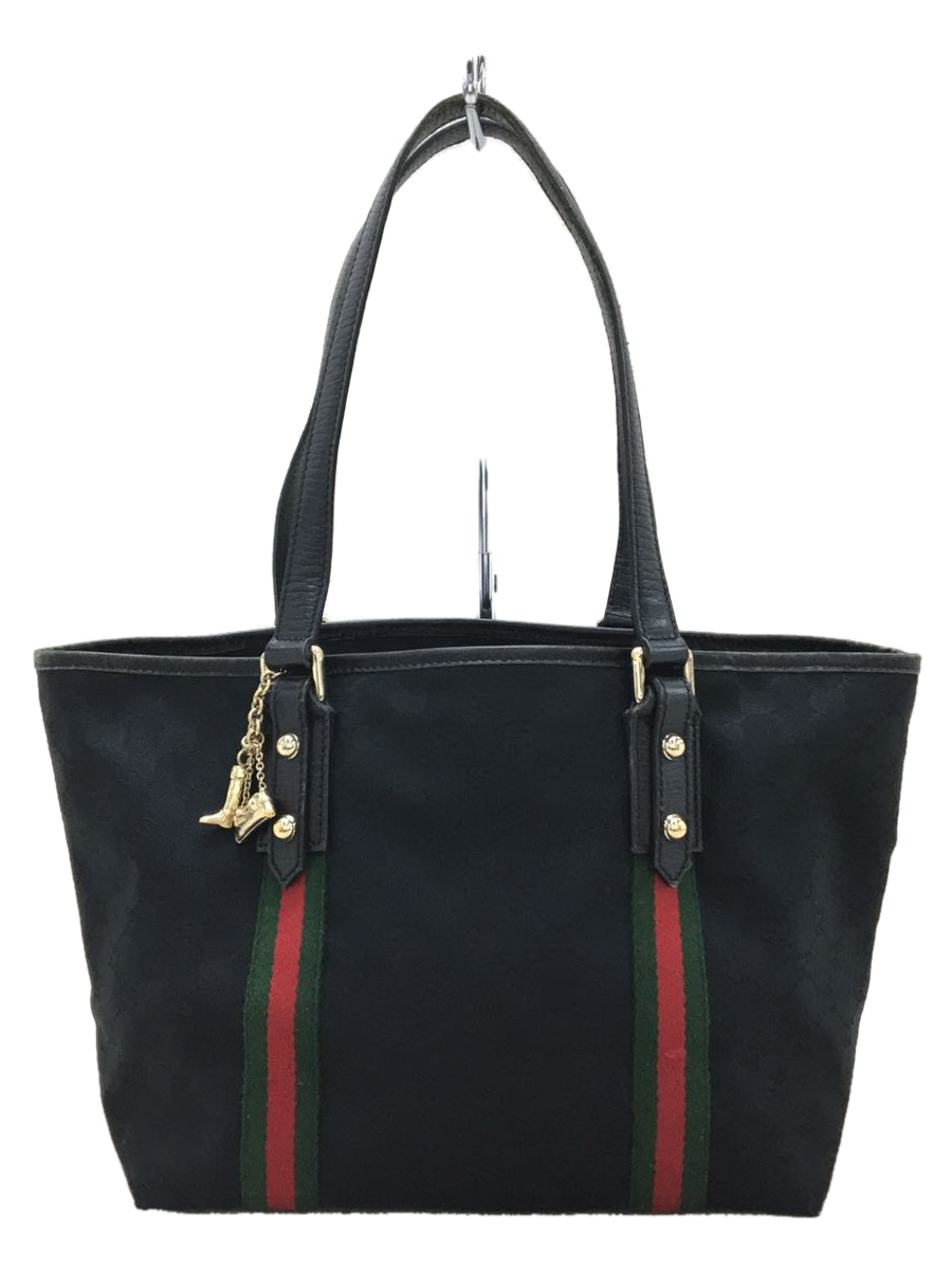 GUCCI◆ハンドバッグ/GGキャンバス/ブラック/シェリーライン/137396 467891