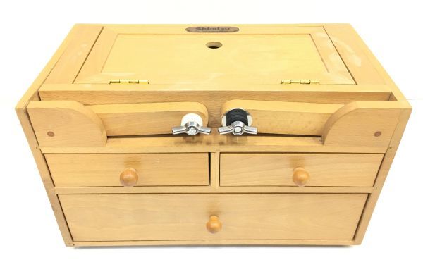 希少！木製 釣り道具箱 Shimizu◇つり用 木箱 仕掛け 浮き 入れ 当時物 