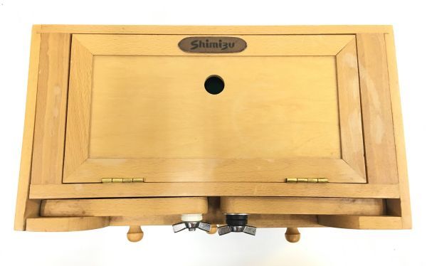 希少！木製 釣り道具箱 Shimizu◇つり用 木箱 仕掛け 浮き 入れ 当時物 