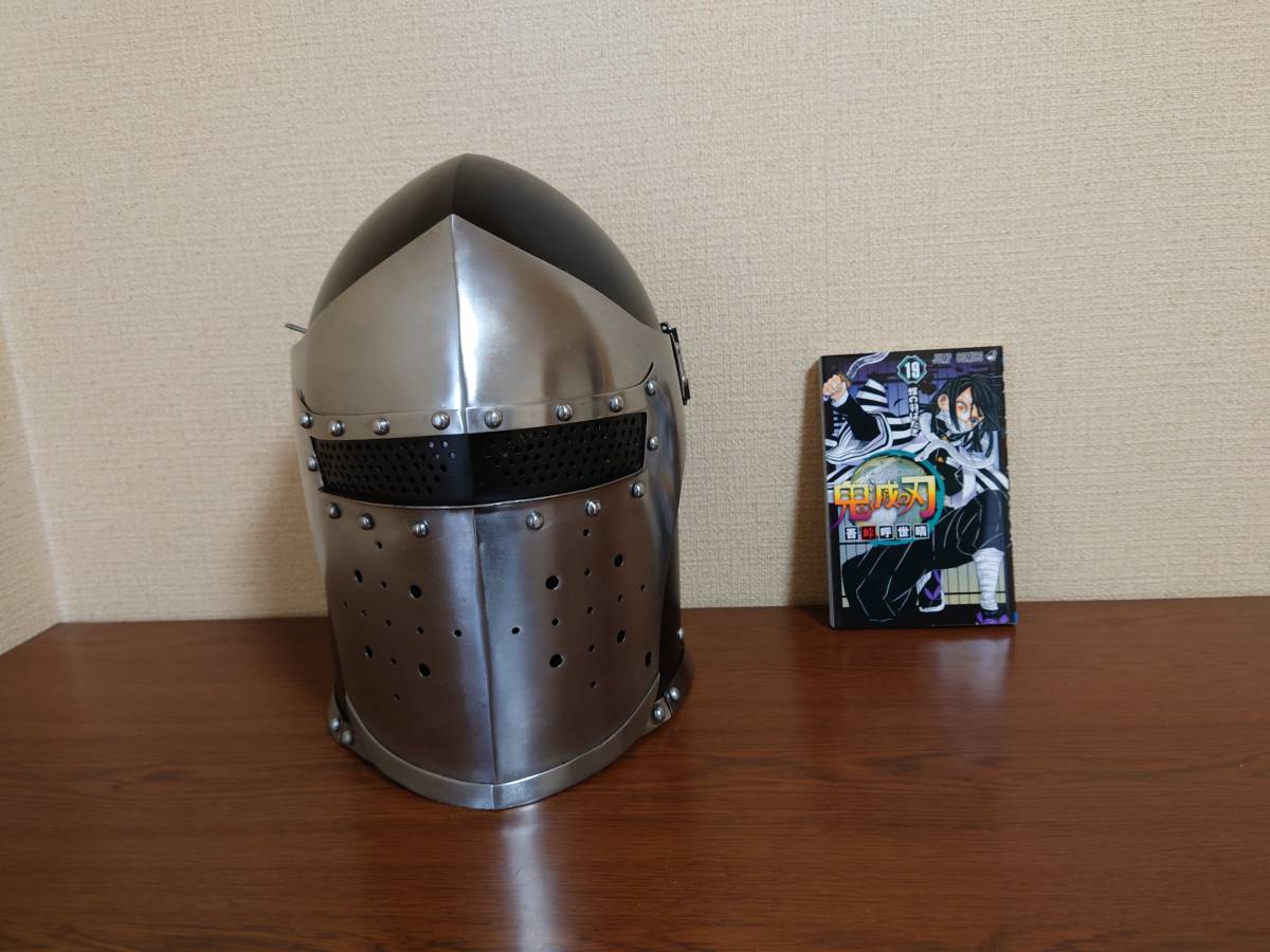兜 着用可能 成人男性サイズ 西洋 コスプレ LARP 中世 スチール製 鎧 