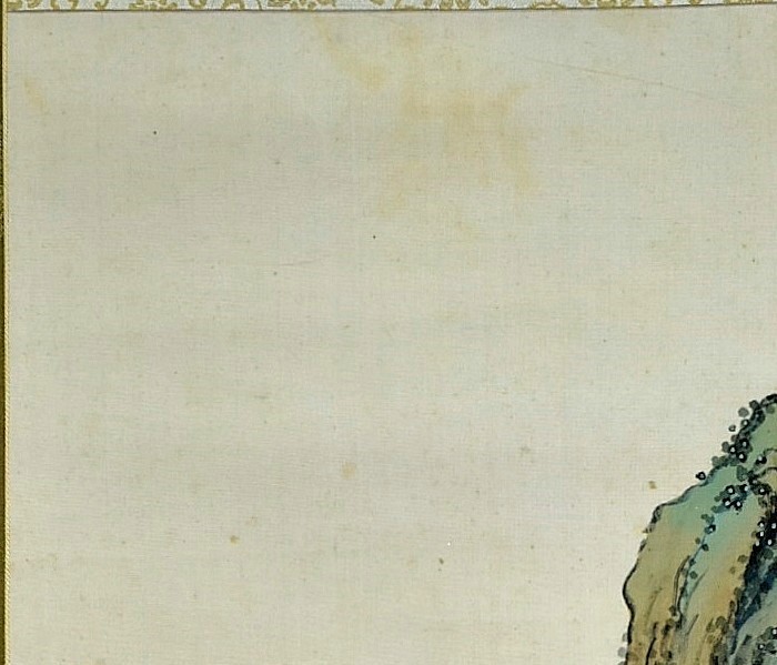 真作 田中柏陰 『萬岳松聲図』 掛軸 共箱 青緑山水 画賛 掛軸