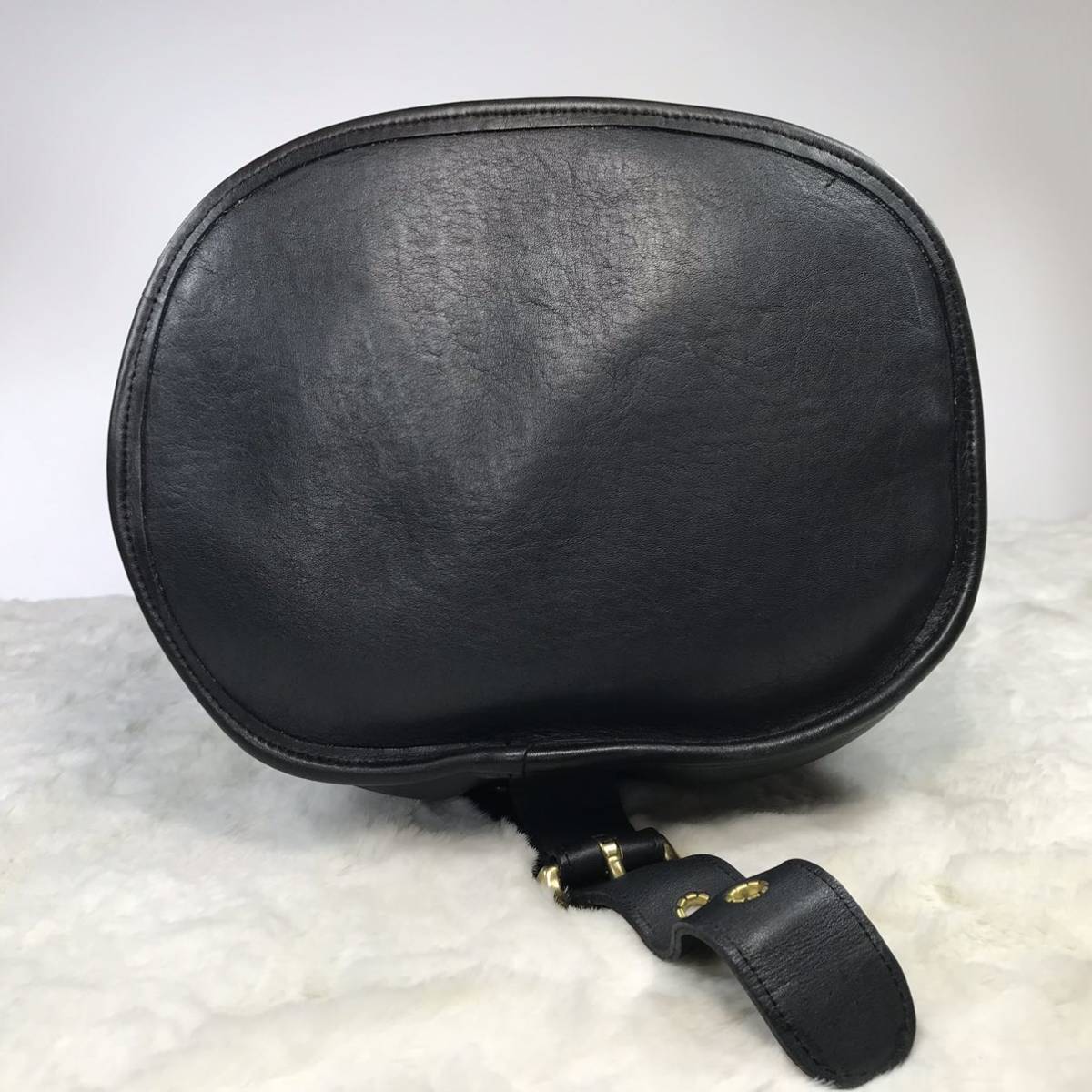 美品】USA製 コーチ COACH 巾着型 ショルダーバッグ H5D-9929 濃紺 