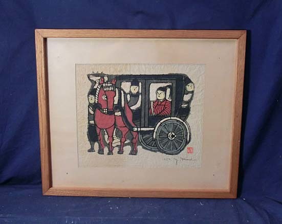 正規品，人気 489983 水彩画 森義利 作 仮題 馬車 額装 日版協会員／画家(自然、風景画)｜売買されたオークション情報、yahooの商品情報をアーカイブ公開 - オークファン 自然、風景画