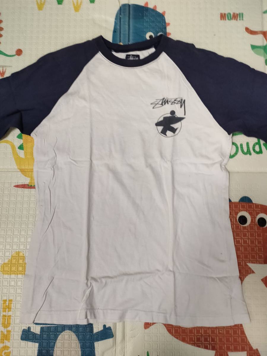 stussy ステューシー サーフマン ラグランTシャツ 紺 ネイビー 復刻