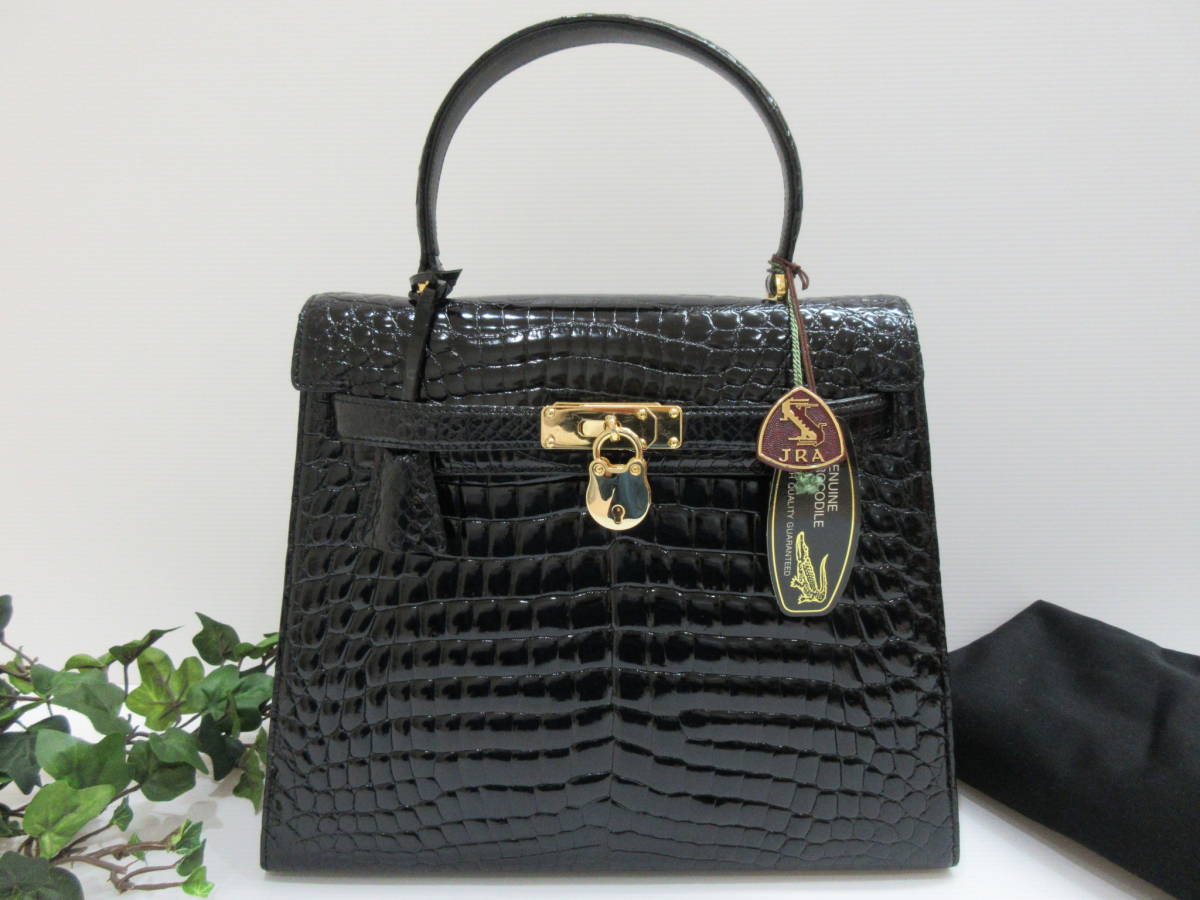 最新作，本物保証 1円 難有 JRA公認 クロコダイル スキン ハンドバッグ ワニ革 南京錠付き GENUINE CROCODILE SKIN 黒色 ジャンク品(クロコダイル)｜売買されたオークション情報、yahooの商品情報をアーカイブ公開 - オ クロコダイル
