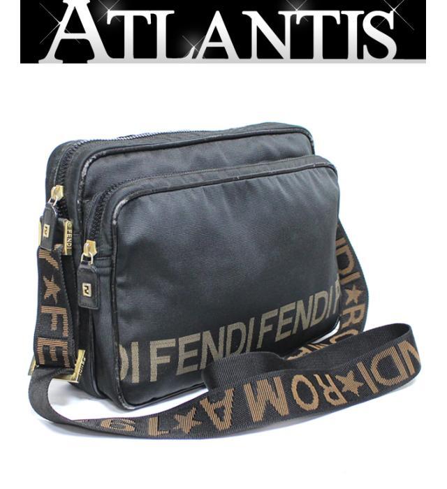 新作，得価 SALE フェンディ FENDI 斜め掛け ショルダーバッグ ナイロンキャンバス ロゴ 黒 ブラック&times;ゴールド金具(ショルダーバッグ)｜売買されたオークション情報、yahooの商品情報をアーカイブ公開 かばん、バッグ