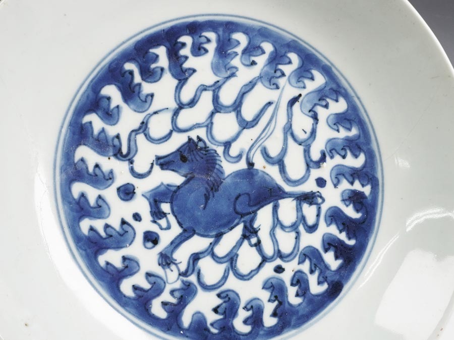 中国美術 古玩 明代骨董品 青華博古紋樣染付大皿 飾り皿 カテゴリー