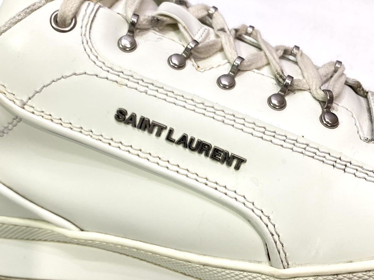 LAURENT SAINT PARIS レザー ローカット Men's 18SS SAINT LAURENT PARIS 501612 レースアップレザースニーカー サンローランパリ レザーシューズ ローカット ホワイト 42イタリア製 JA-U