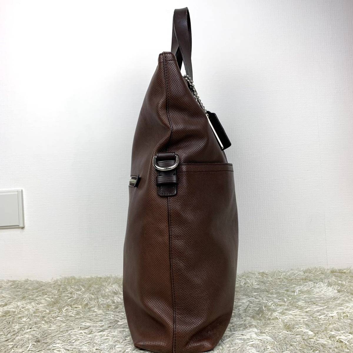 コーチ メッセンジャーバッグ ハドソン レザー ブラウン A4サイズ収納可能 1円 COACH 『男の定番』コーチ A4収納可 メッセンジャーバッグ