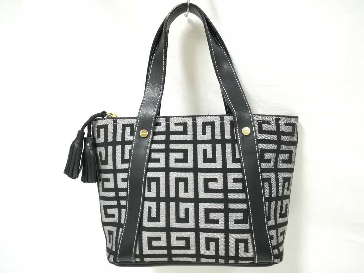 美品 GIVENCHY ジバンシイ ハンドバッグ 総柄 タッセル ジャガード