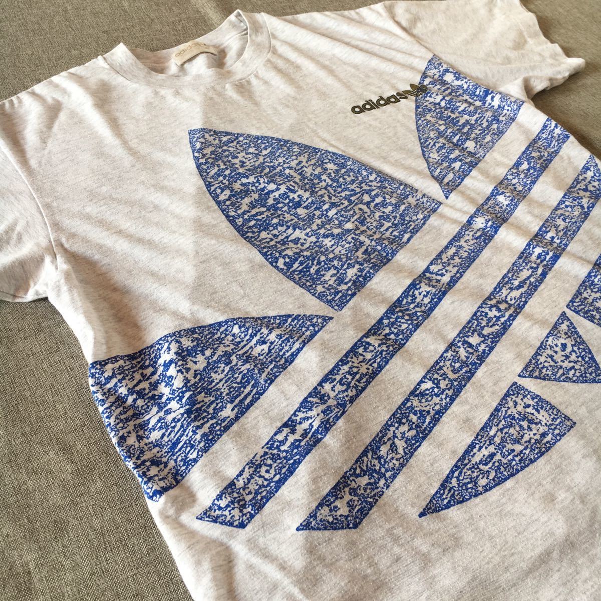 80s-90s】adidas Tシャツ デサント オートミール グレー ビンテージ 