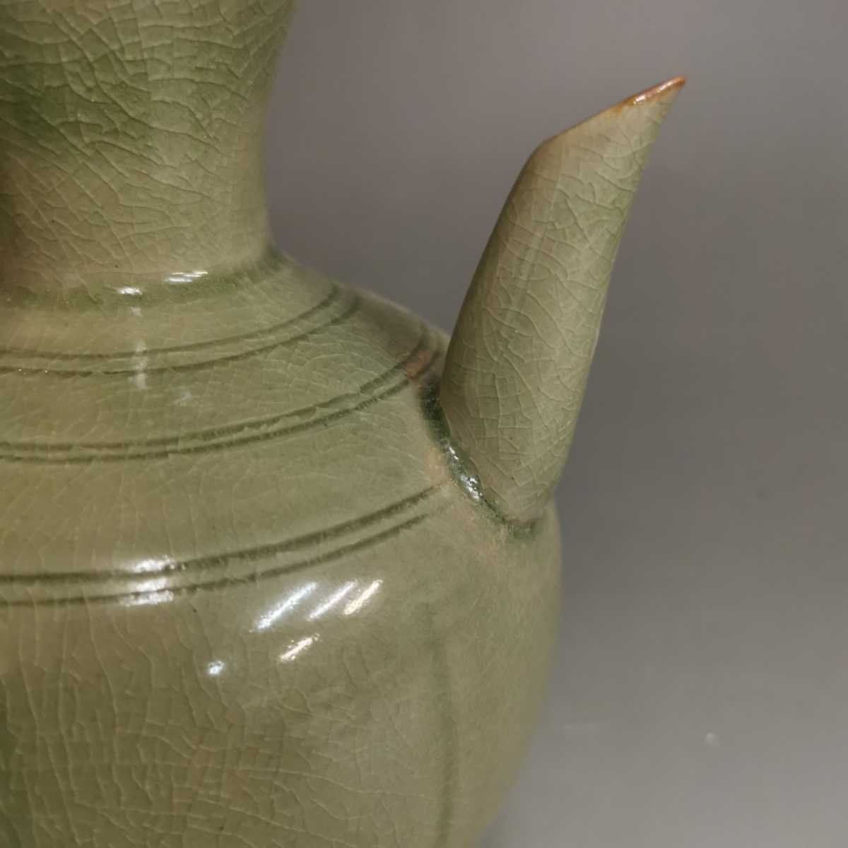 宋時代 耀州窯 骨董品 急須 海耀州窯宋代青磁刻花梅花鳥文茶碗高級箱付