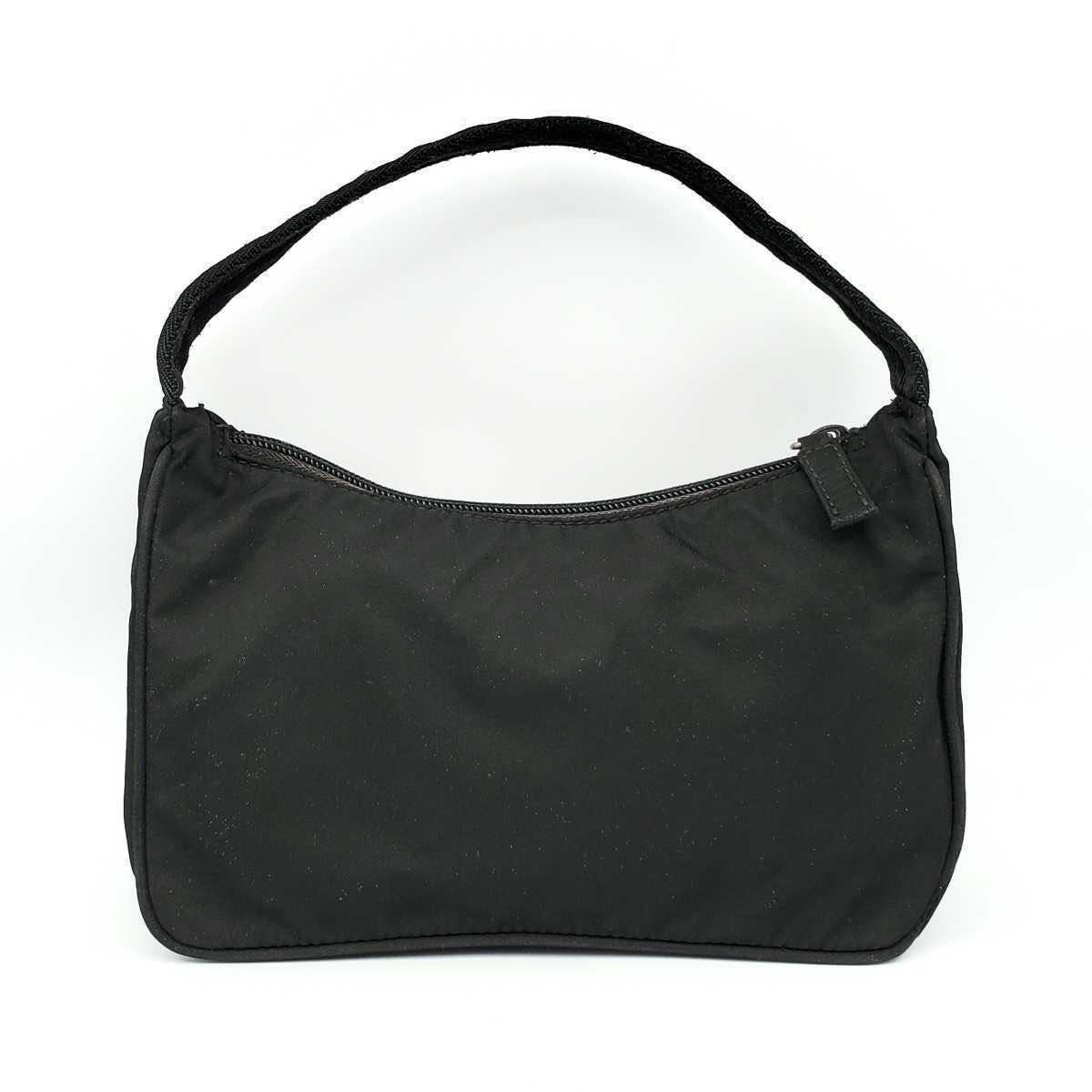 1円 PRADA プラダ ナイロン アクセサリー ポーチ ミニ ハンド バッグ 三角ロゴプレート 白タグ K043546