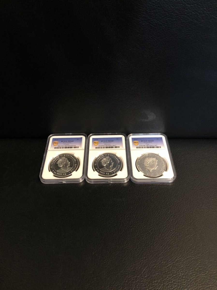 5種セット 新品 未使用 純銀 銀貨 PCGS オーストラリア 1ドル 銀貨 エリザベスII