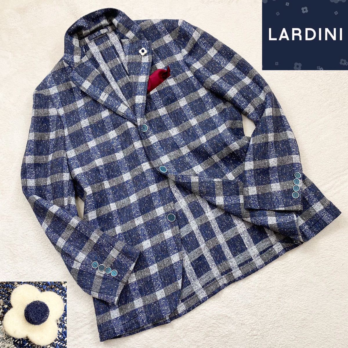 美品 ラルディーニ[リネンシルク]テーラードジャケット Sサイズ ブートニエール LARDINI（ラルディーニ） ジャケット JZ6000AQ EQSK62428 メンズ