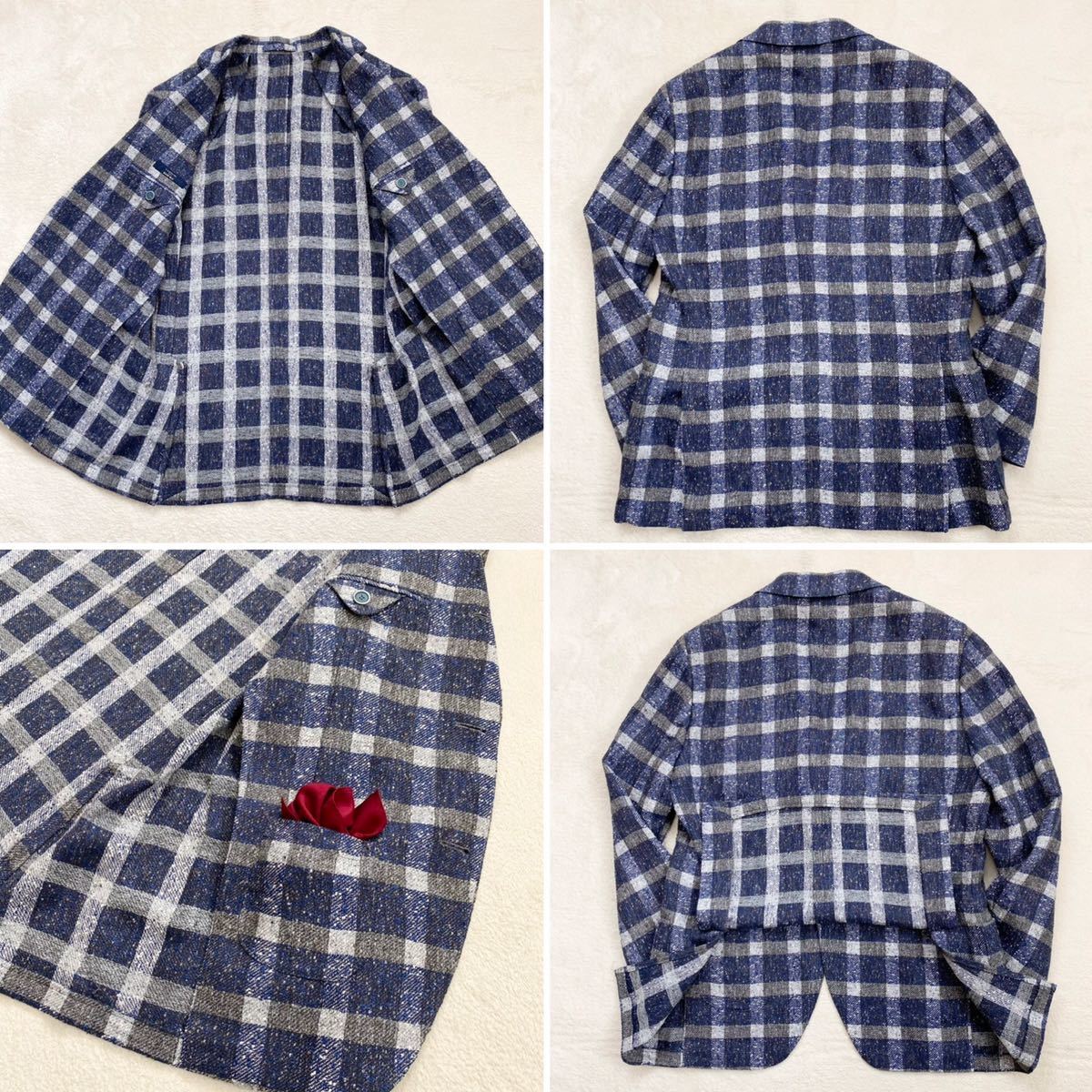 美品 XL 近年 LARDINI リネン テーラードジャケット ブートニエール ☆極上の通気性♪ リネン【超美品】ラルディーニ ☆イタリア製