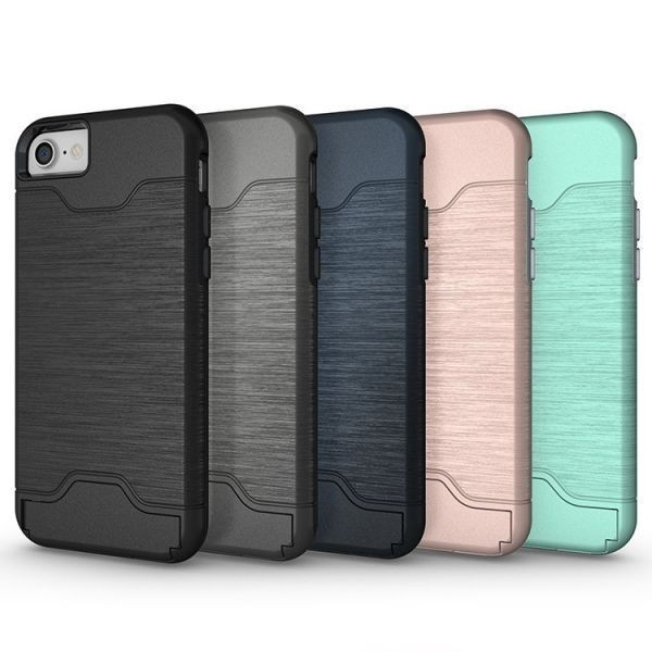 7黒】新品 iPhone7 8 SE 第二世代 iPhoneケース カード収納 スタンド 