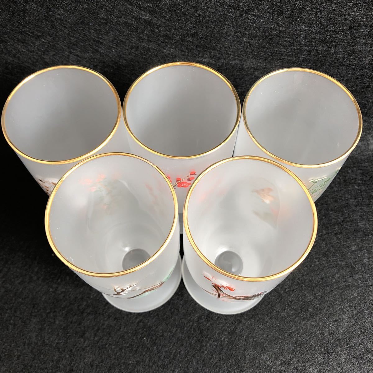 8A 未使用 光琳絵皿 ファンシークラフトグラス 5客 セット (検) グラス 