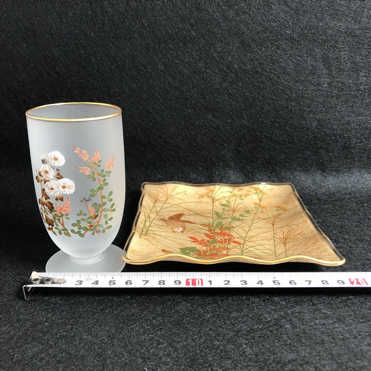 8A 未使用 光琳絵皿 ファンシークラフトグラス 5客 セット (検) グラス 