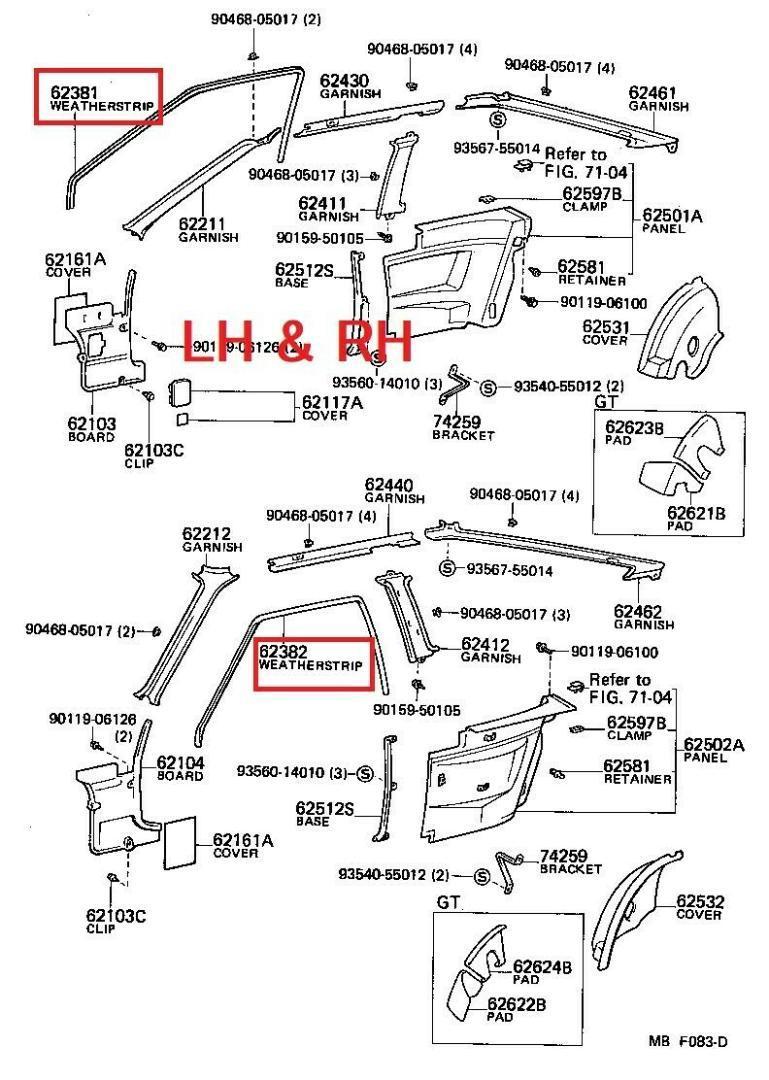 トヨタ 純正 AE86 レビン トレノ ルーフサイドレール ウェザー 