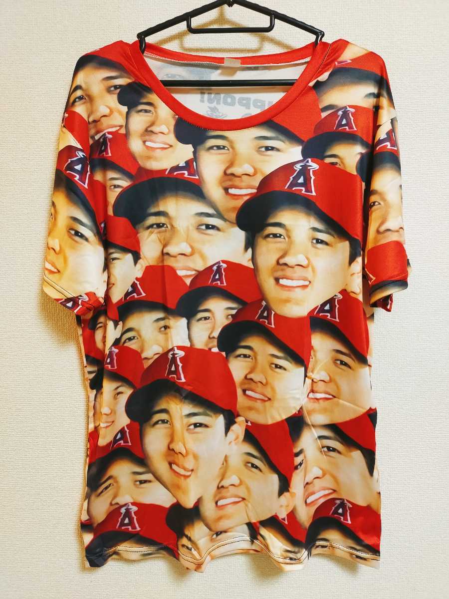 MLB 大谷翔平 顔だらけ エンゼルス ベースボール Tシャツ 夏用 薄手