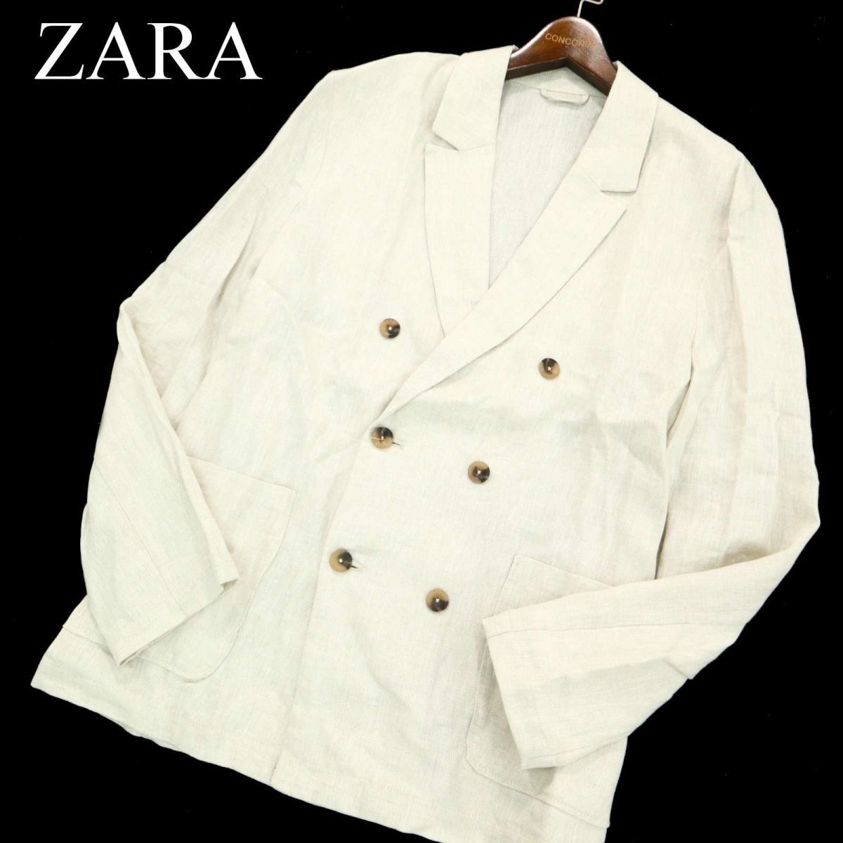 ZARA ザラ マン 現行タグ☆ 春夏 麻 リネン100％☆ ダブル テーラード 