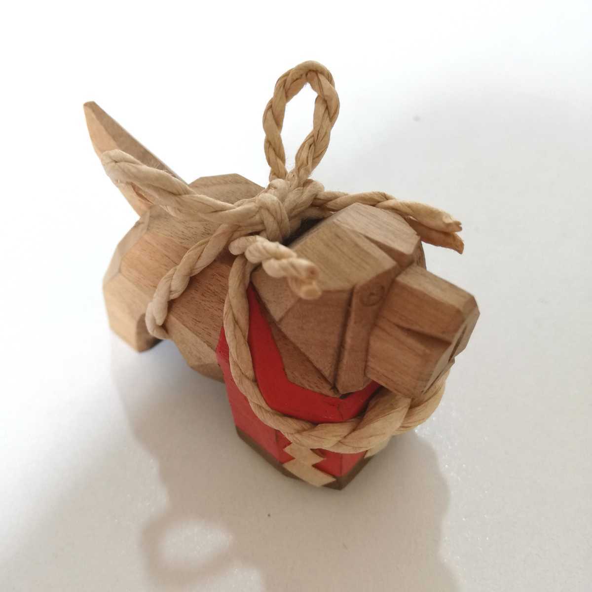 土佐伝統工芸品 木彫り 土佐犬 横綱 一刀彫り 置物 7.1cm [犬 闘犬