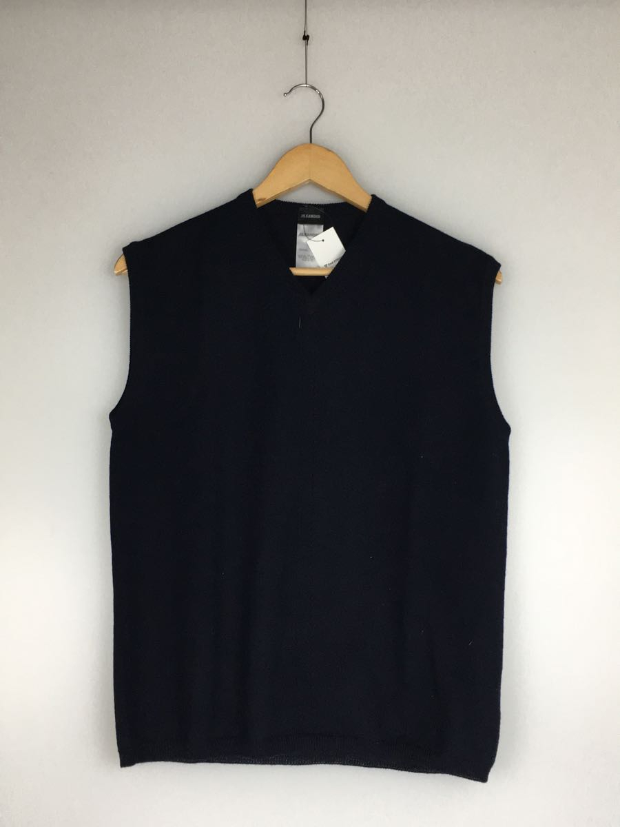 JIL SANDER◇ニットベスト(薄手)/-/ウール/ネイビー/デザイナーズ/V 