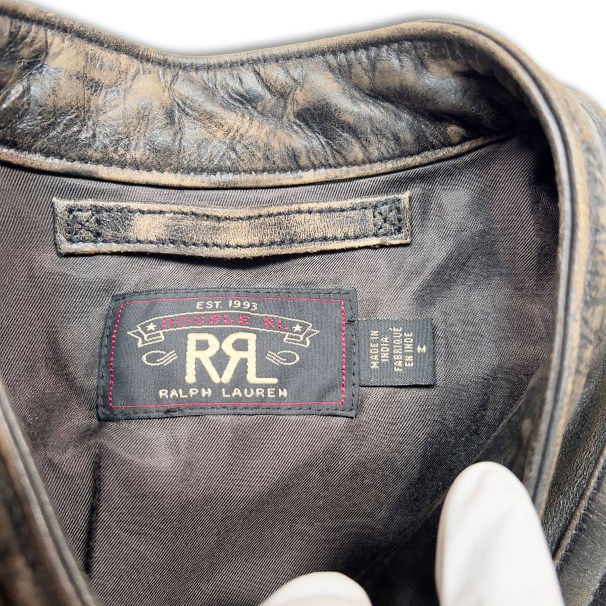 極上】RRL Slim Fit Leather Moto Jacket M スリムフィット レザー