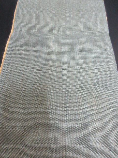 ★良品★ 1円 麻 紗 細帯 水色 黄土色 お洒落 高級 半幅帯 長さ388cm ◆逸品◆【夢職】