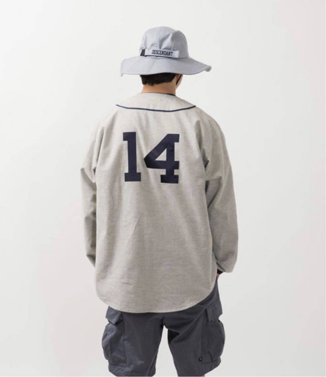 22ss DESCENDANT ディセンダント BLEEK BASEBALL SHIRTサイズ1 激レアサイズ　ディセンダント DESCENDANT BLEEK BASEBALL B.B SHI グレー