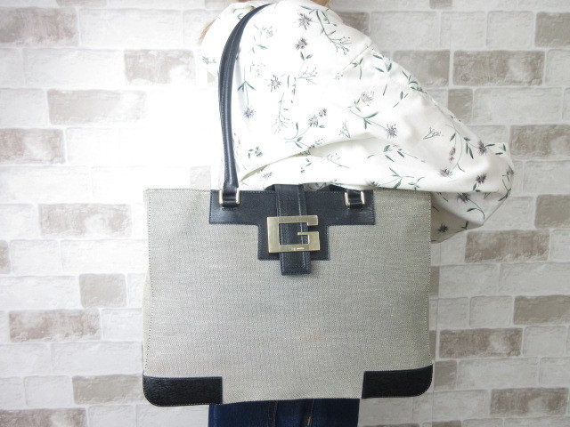  極 グッチ GUCCI ハンドバッグ ショルダーバッグ バッグ キャンバス&times;レザー グレー&times;ブラック A4可 bh9235(その他)｜売買されたオークション情報、yahooの商品情報をアーカイブ公開 - オー かばん、バッグ