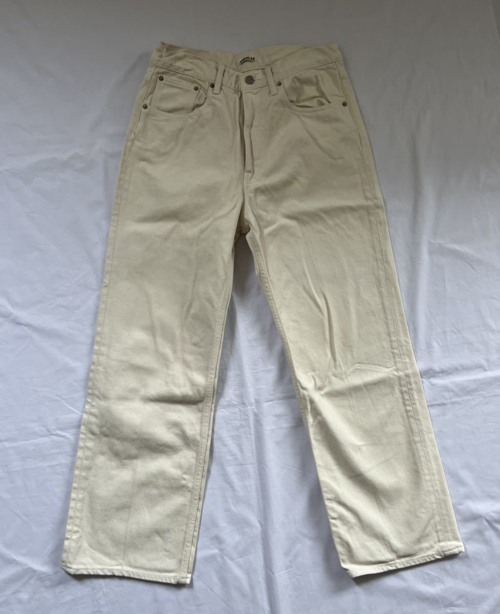 AURALEE HARD TWIST DENIM WIDE SLACKS 30 アイボリー オーラリー 