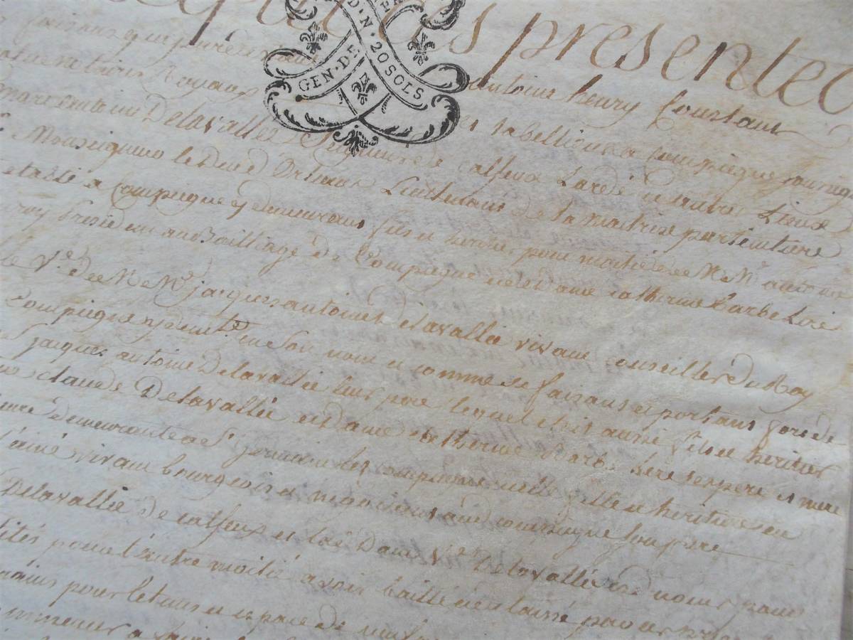 18世紀 アンティーク・フランス雑貨店_ 羊皮紙に描かれた古文書 