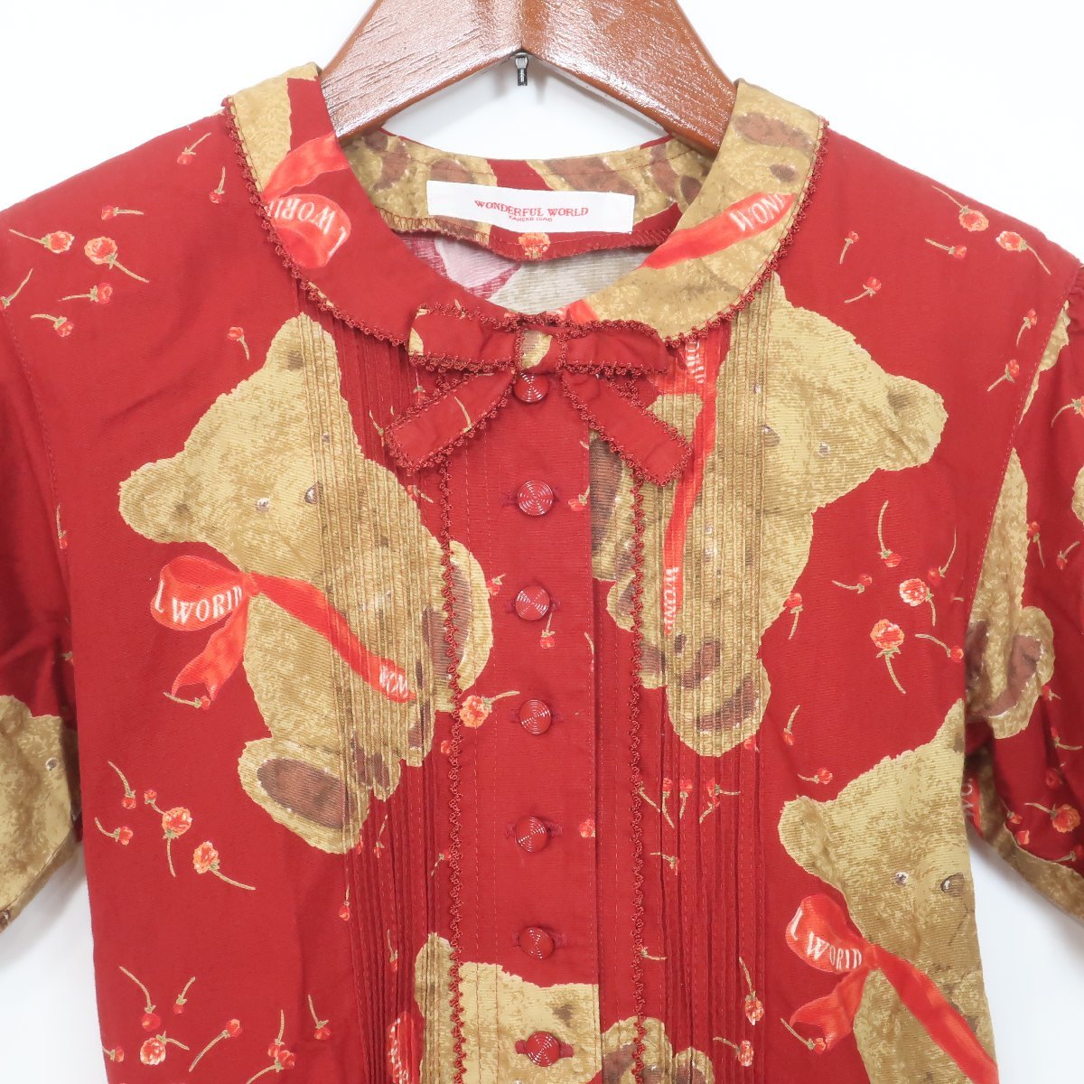 ワンダフルワールド WONDERFUL WORLD ワンピース 半袖 ロング丈 麻の葉  