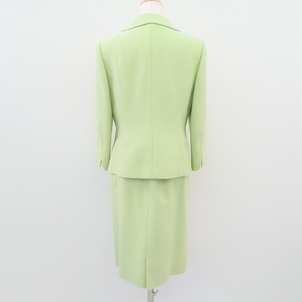 #anc ミスアシダ missashida スカートスーツ スリーピース 9 黄緑系 ラメ糸 美品 レディース [701567]