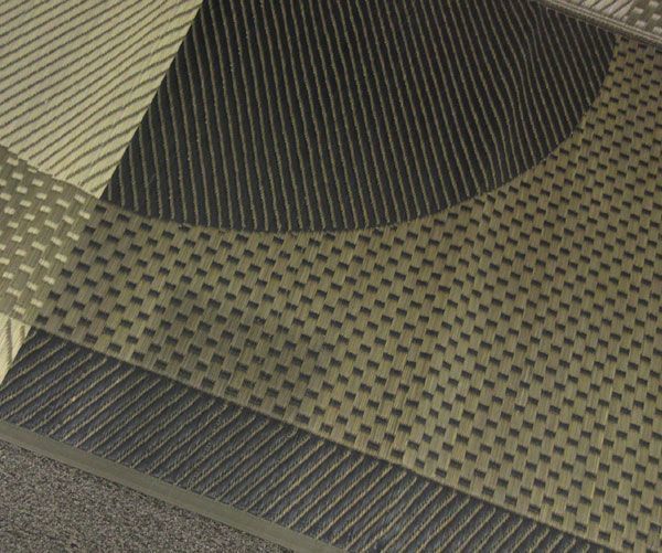 添島勲商店 国産 い草花ござ ラグマット 約190×190cm