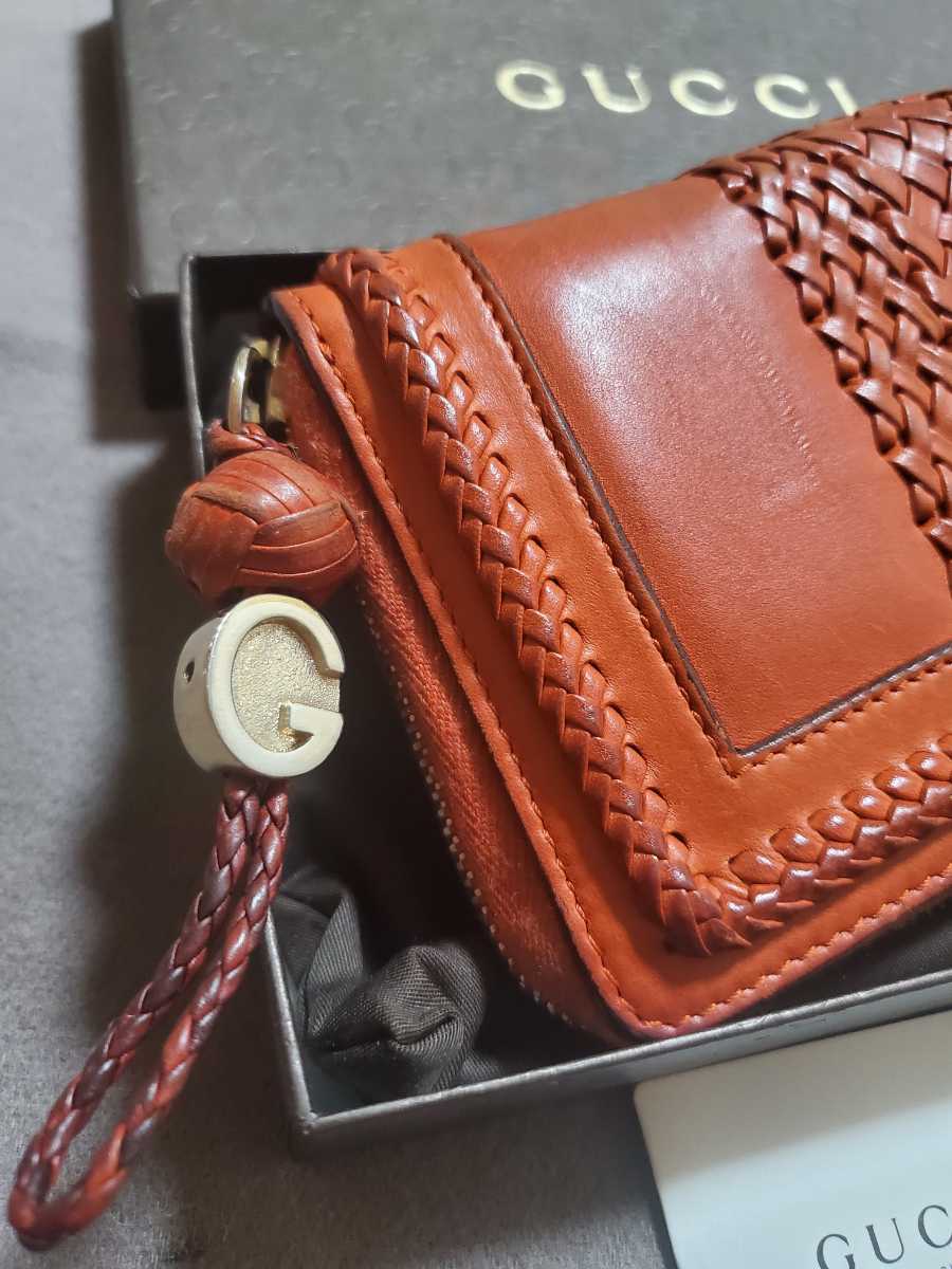 レア物 希少 グッチ 長財布 ラウンドファスナー 牛革 小銭入れ 本物  