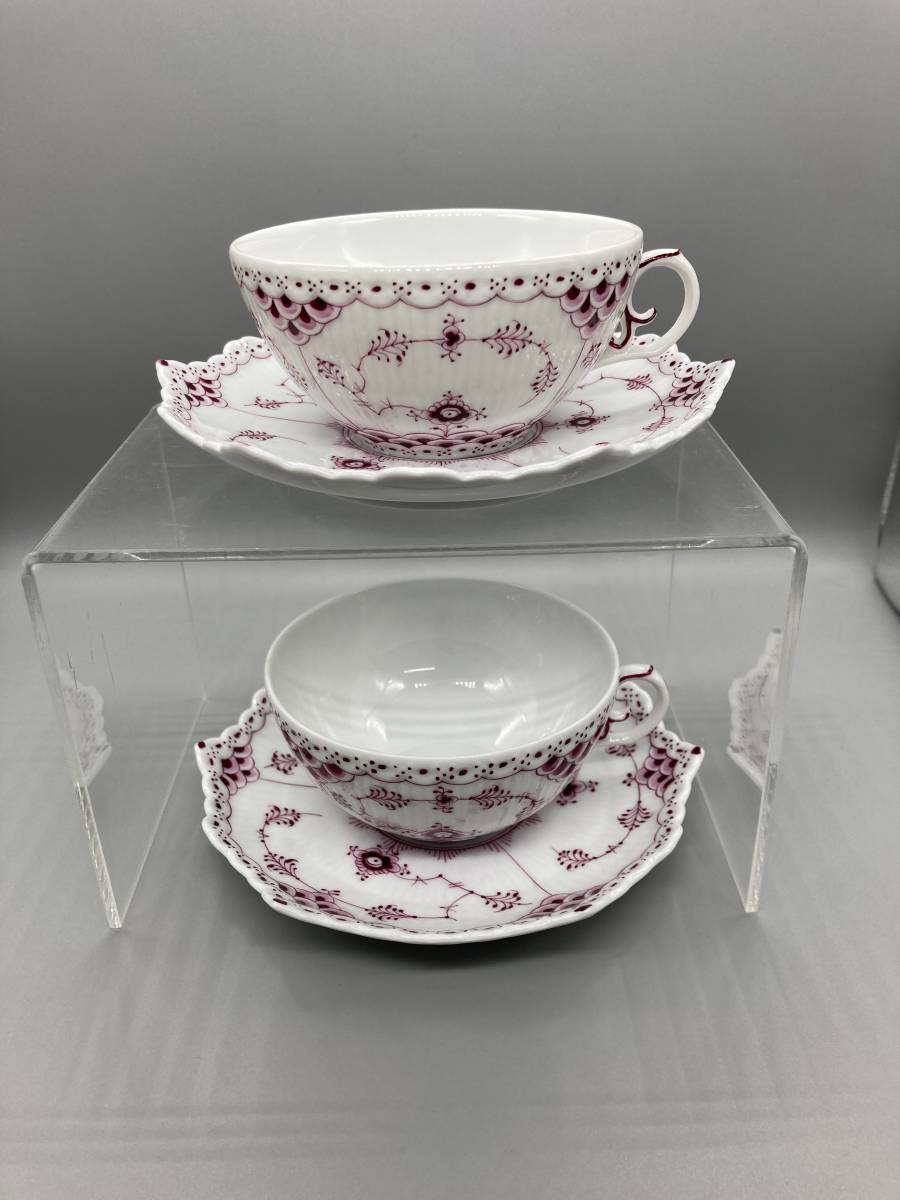 ロイヤルコペンハーゲン　フルレース　バーガンディ　2人用ティーセット_3